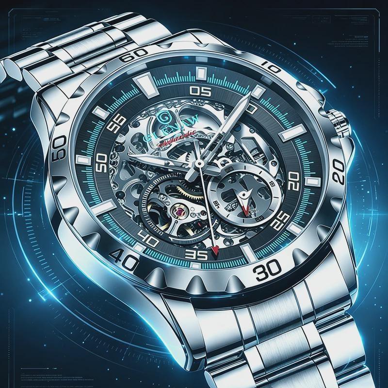 Man Steampunk Skeleton Fully Automatic Mechanical Watch Luminous Waterproof Stainless Steel Strap