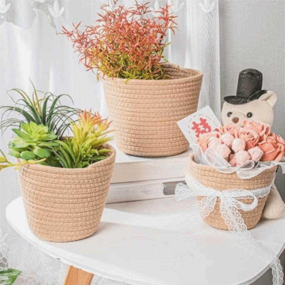 Modern Flower Pot Basket Handmade Woven Flowerpot Weaving Planter  for Sundries Gifts Flowers