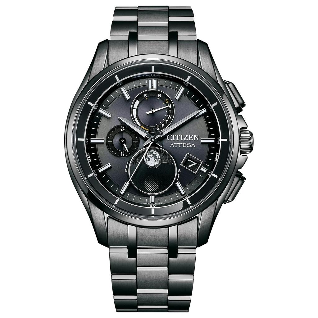 Citizen Attesa Moon Phase Watch, Radio-Controlled, Solar-Powered, Waterproof, Men's, Black, BY1006-62E