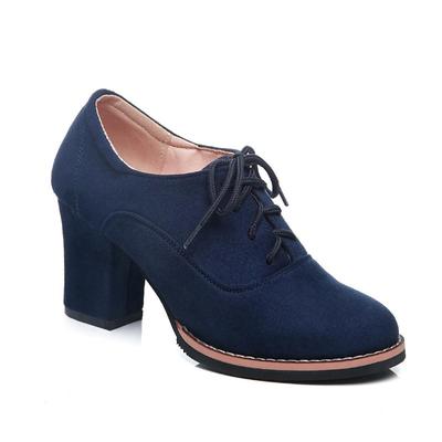 British Style Women's Boots Ankle Short Boots Women's Front Lace Up Bare Boots Winter Plush 7CM Square Heel Front Tie WomenShoes