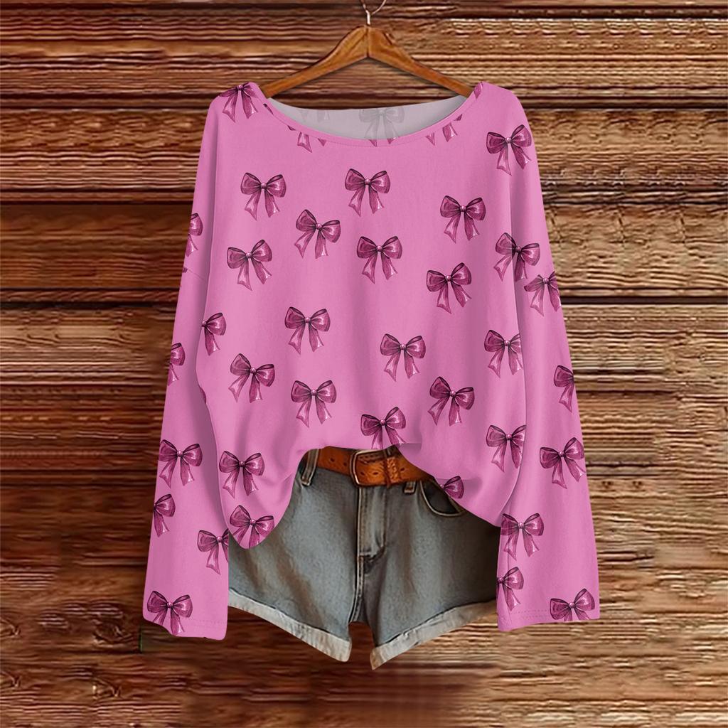 Long Sleeve Shirts For Women Printed Tees Blouses Casual Plus Size Basic Tops Pullover Casual Tunic Top Loose FitShirt