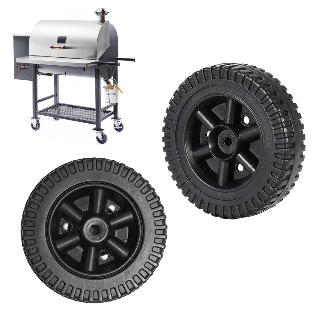 2Pcs BBQ Grill Wheel with Cover Dustproof Easy to Install Replacement 6 inch Universal Wheel for Garden Most Grills Accessories