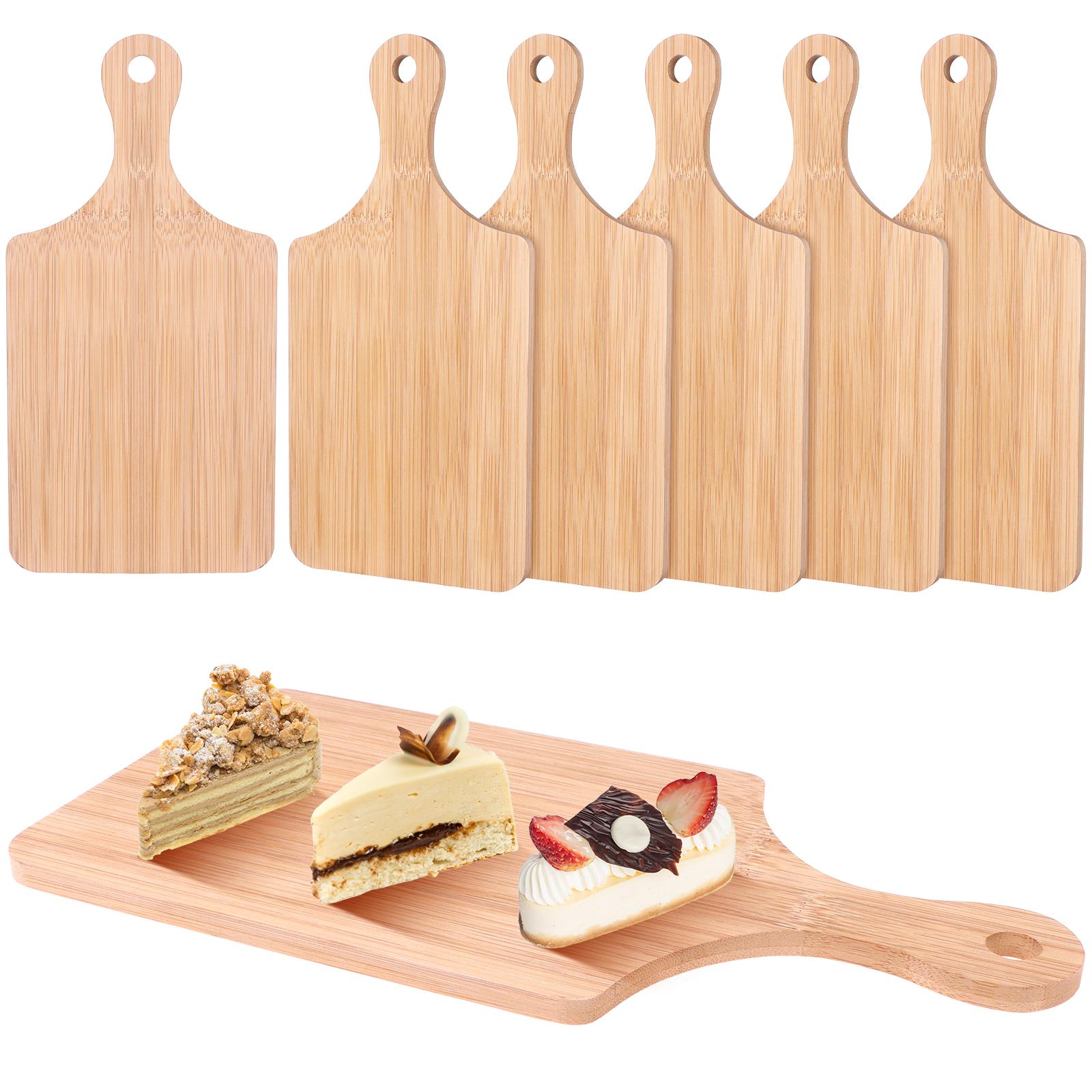 

6 шт. Бамбуковая разделочная доска 11x5 дюймов Толстая бамбуковая разделочная доска Оптовая деревянная доска для подачи закусок с ручкой Обеденная тарелка 1 коричневый