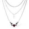 Trendsetting Geometric Heart And Wing Necklace Unique Alloy Jewelry For Women