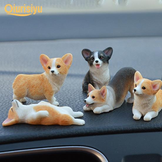 Psí figurky Atraktivní Rozkošná Póza DIY Materiál Zahradní Ozdoba Figurka Miniaturní Corgi pro Kancelář