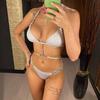 Jeweled Diamond Neckholder Bikini Weiblicher Badeanzug Damen Bademode Zweiteiliges Bikini-Set Scrunch Butt Badende Badeanzug Schwimmen