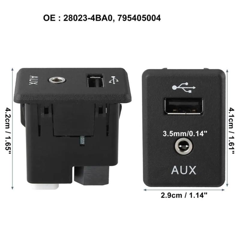 Auto AUX USB Port Module Replacement USB Port Connector Video Auxiliary Port for 370Z Altima Kicks NV