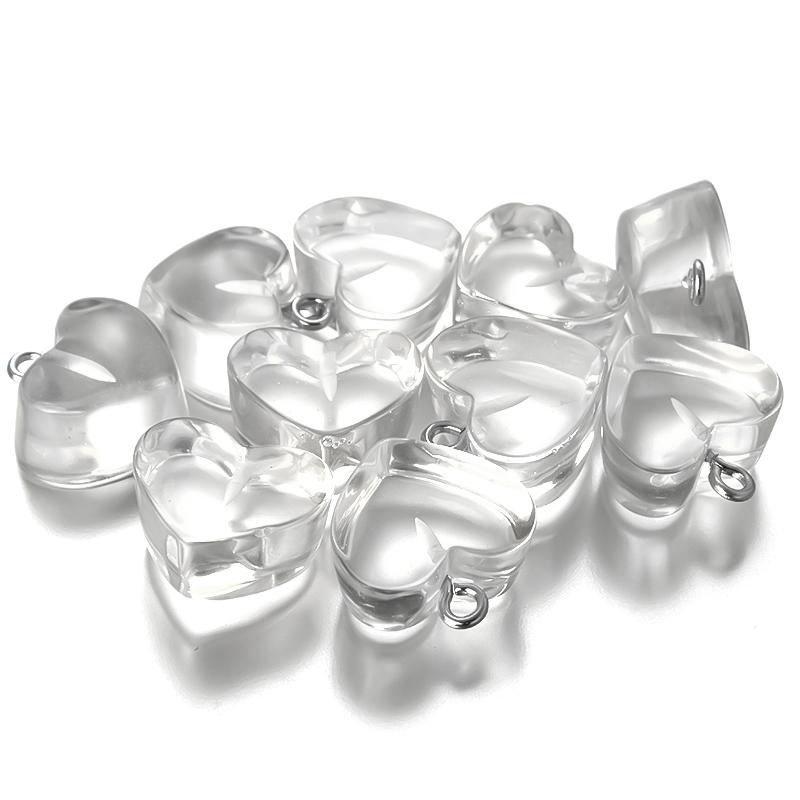 10pcs/Lot Color Transparent Resin Heart Pendants Beads Candy Color Charms for Jewelry Making DIY Necklace Earrings Accessories