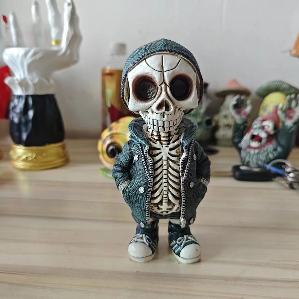 Halloween Skeleton Doll Resin Ornament Alien Hoodie Ghost Festival Party Desktop Courtyard Decorationv