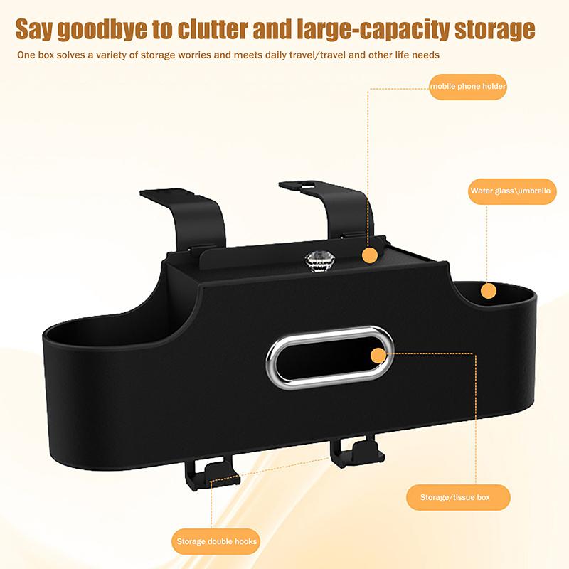 Car Backseat Hanging Seat Hook Storage Cup Holder Phone Holder Universal Car Interior Seat Back Organizer 4-In-1 Storage Box