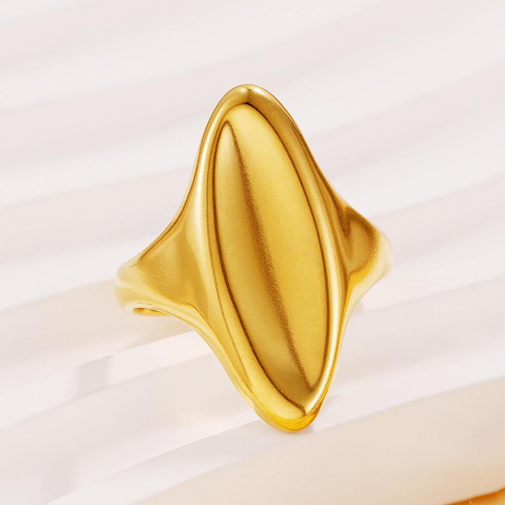 Fashion Chic Geometric Oval Stainless Steel Ring: Versatile Women's Heavy Metal Open Design