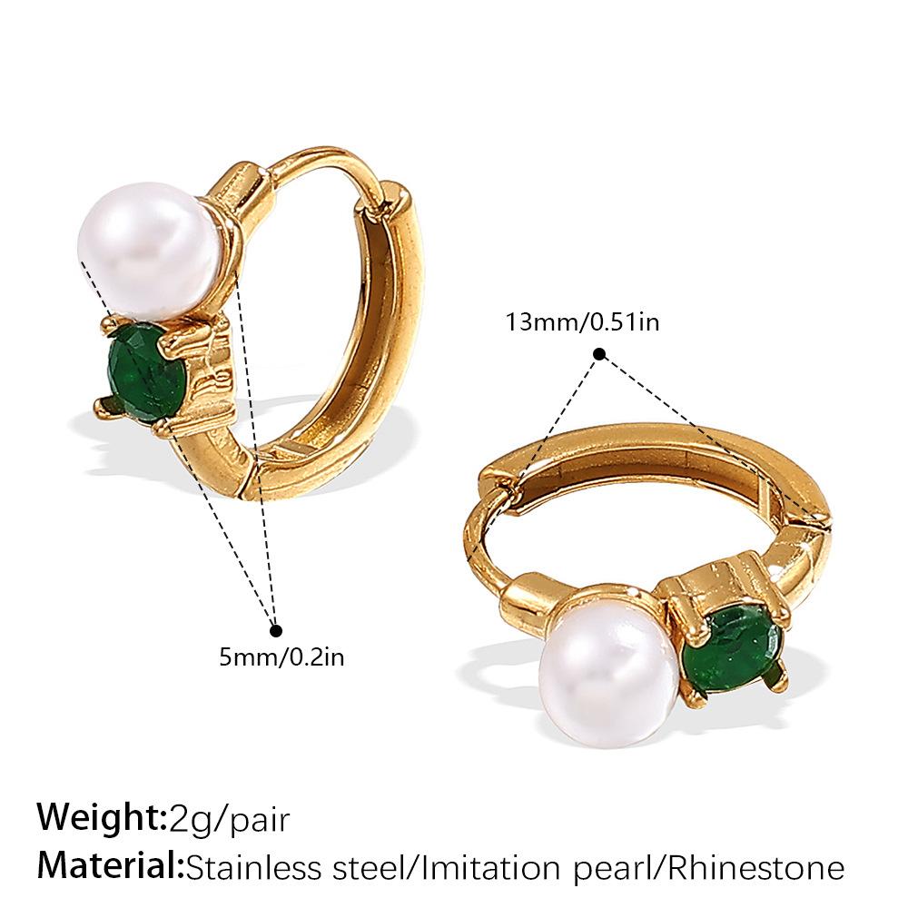 Personalized Imitation Pearl Premium Earrings Niche Design Stainless Steel Gold Rhinestone Versatile Earrings