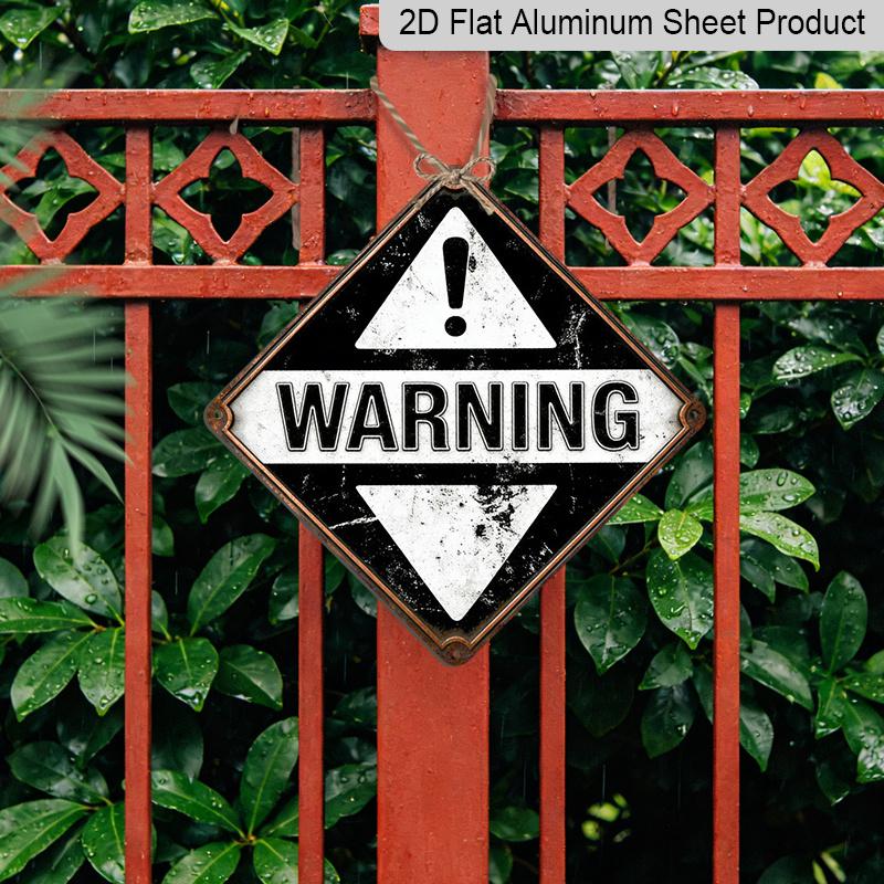 2D Flat, 1pc, Warning Sign Theme, Decorative Gift for Industrial Decor Lovers, Vintage Metal Sign, Suitable for Garage, Factory, Warehouse, Workshop