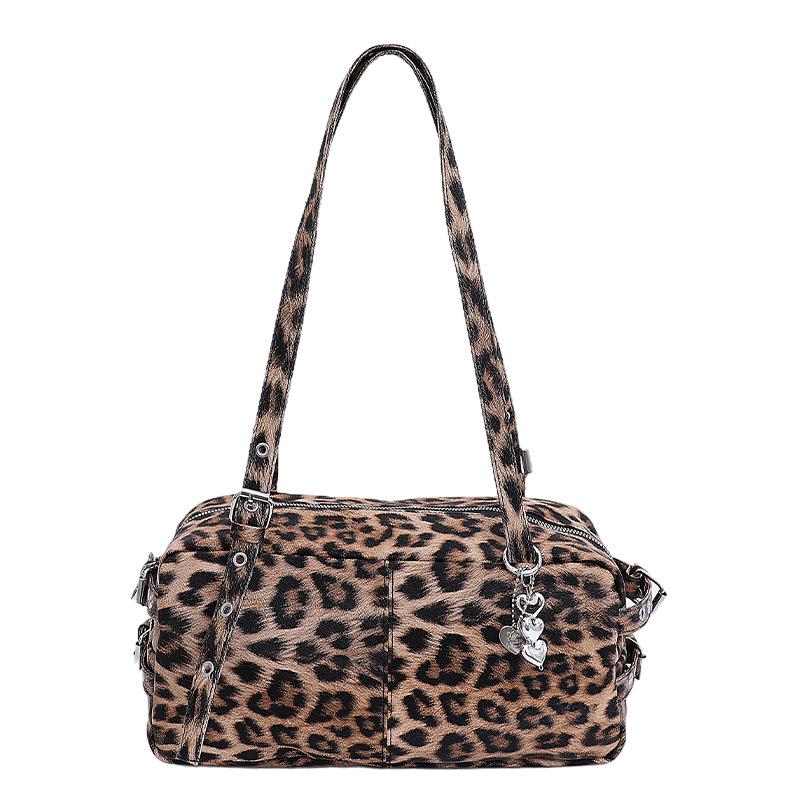 New Leopard Print Shoulder Bag Women Large Capacity Fashi Tote Handle Bag for Work Commute Texture Versatile Bags for Travel