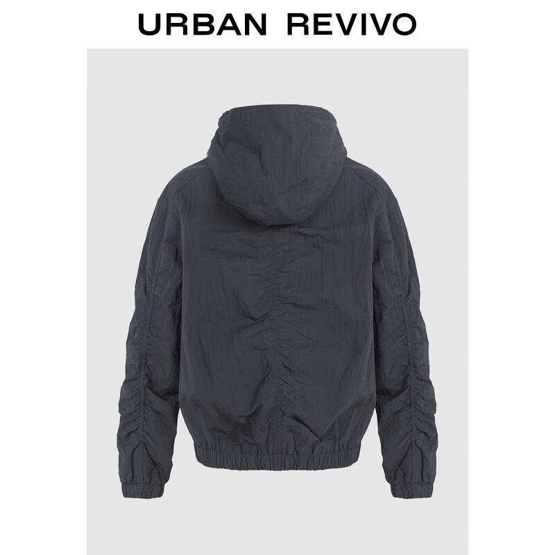 UR Men's 2025 Spring Pleated Double-Zipper Hooded Casual Jacket