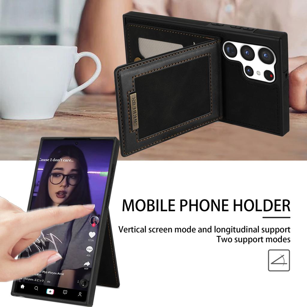 N.BEKUS For Samsung Galaxy S25 Ultra Case RFID Blocking Leather+TPU Phone Cover with Card Slots