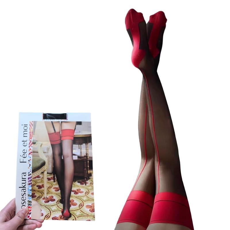 7 Colors Back Line Seamed Party Medias 10D Contrast Color Stretchy Nylon Thigh High Stockings Hot Pole Dance Clubwear