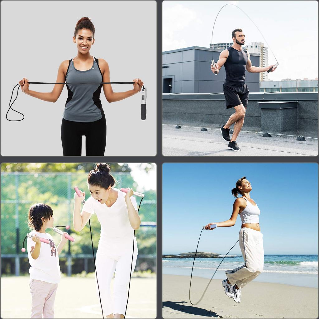 PROIRON Air Jump Rope, No-Tie Jump Rope, Indoor, 2-Way, Heavy Duty, for Training, Diet, Adults, Includes Japanese Instructions and Storage Bag (Gray)