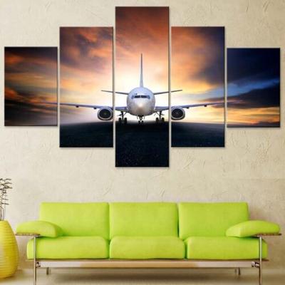 5 Stücke Sonnenuntergang Flugzeug Leinwand Kunst Poster Home Decor Gemälde Wand Keine Gerahmte Bilder Zimmer Dekor Moderne 5 Stücke HD Druck
