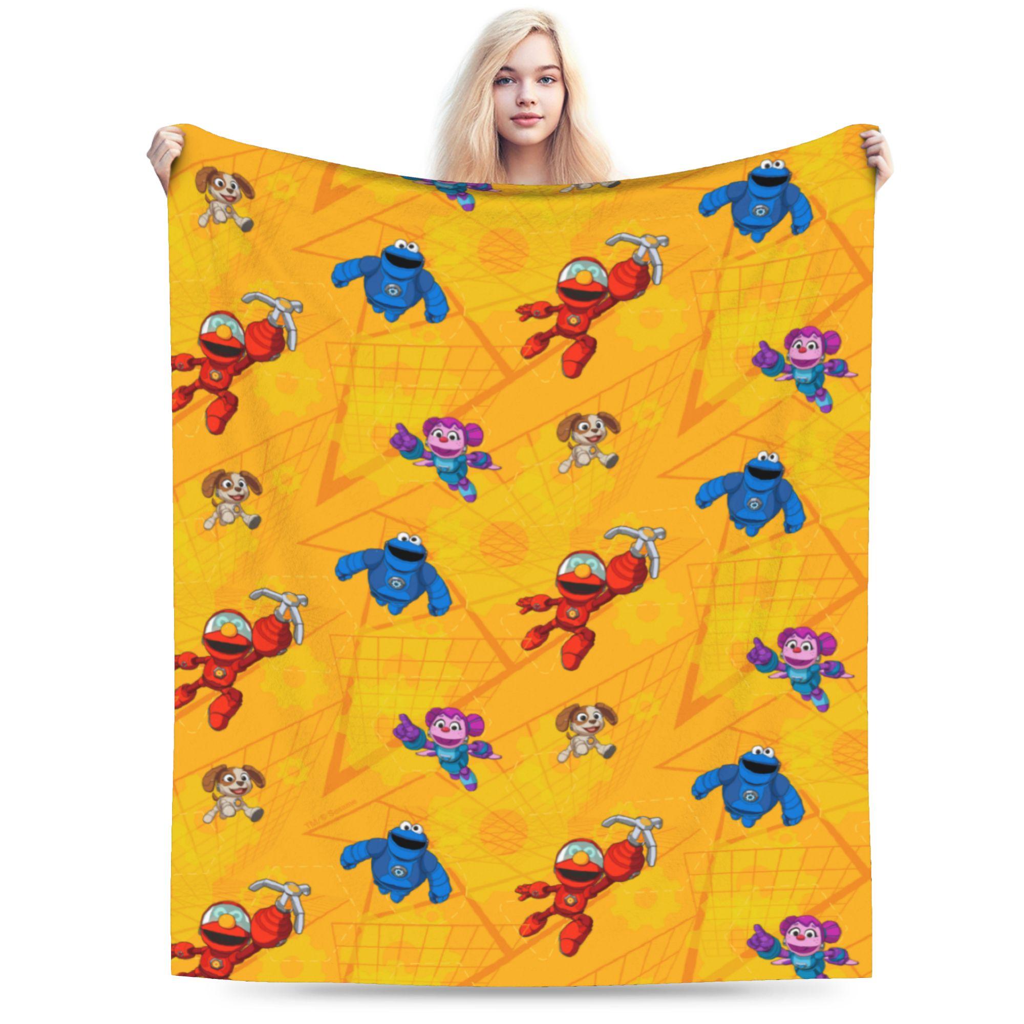 

Sesame Street Mecha Builders Pattern Blankets Flannel Funny Breathable Throw Blankets for Home Spring Autumn 130x150cm