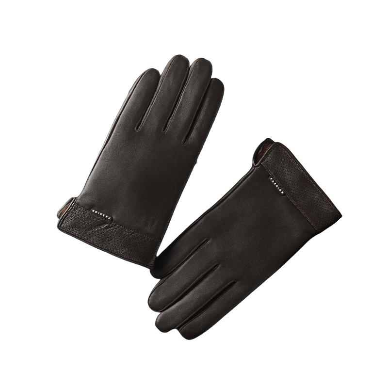 Men Genuine Spring Gloves Leather Gloves Touch Screen Black Real Sheepskin Thin Driving Gloves Business Brown Glove