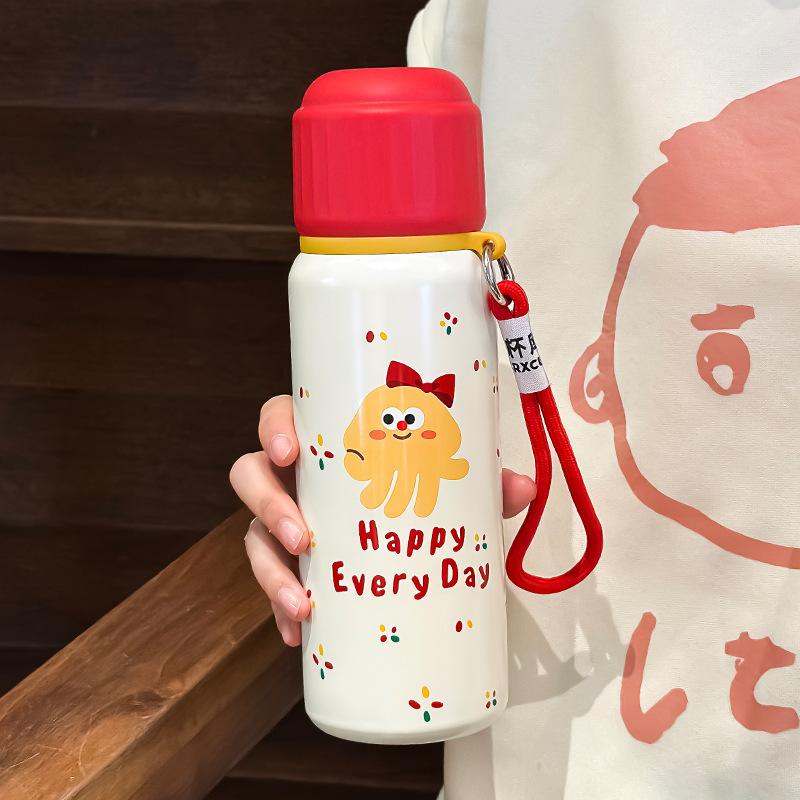 New Christmas Stainless Steel Cartoon Straw Thermos Cup Cute Children's Portable Water Cup Gift