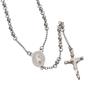 Women Vintage Rosary Necklace, Stainless Steel Virgin Mary Medal Cross Beaded Chain Fashion Jewelry