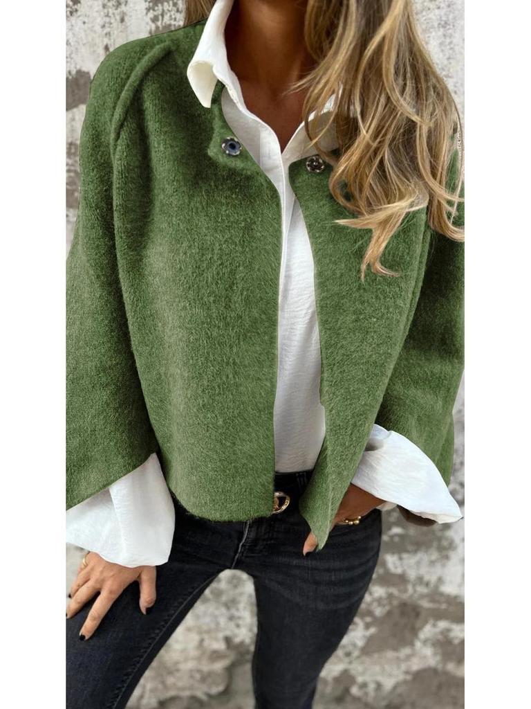 2025 Women's Autumn/Winter Short Loose Cashmere Jacket with Long Sleeves
