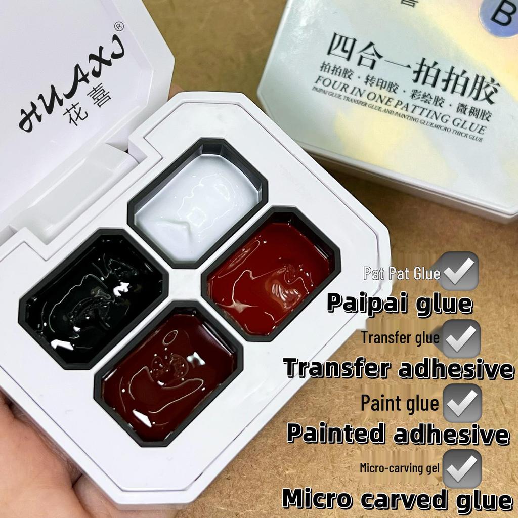 2025 Gel Nail Art: 4 Colors - Gradient Blush, Black, White, Red with Fine Glitter & Iridescent Platinum. High Saturation Painting Gel.