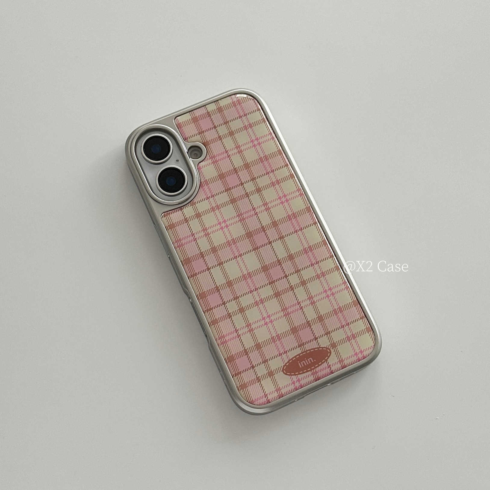 

Новый корейский модный розовый с серебряной окантовкой для чехла телефона iPhone 16 Promax iPhone 17Air 15 Минимализм Люкс 14 13 Покрытие iPhone 13 Pro