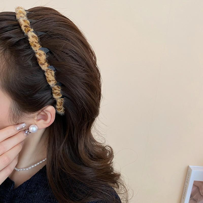 Mesh winding crystal headband new fashion simple headgear with teeth fluffy high skull top hair accessories