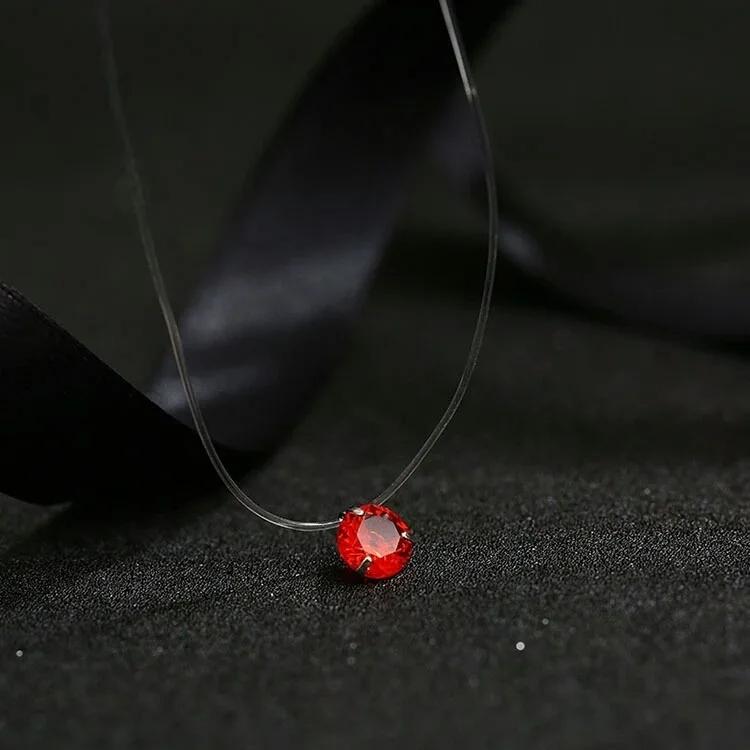 5 Colors Dazzling Zircon Necklace Invisible Transparent Fishing Line Simple Pendant Necklace Jewelry For Women Pearl Jewelry