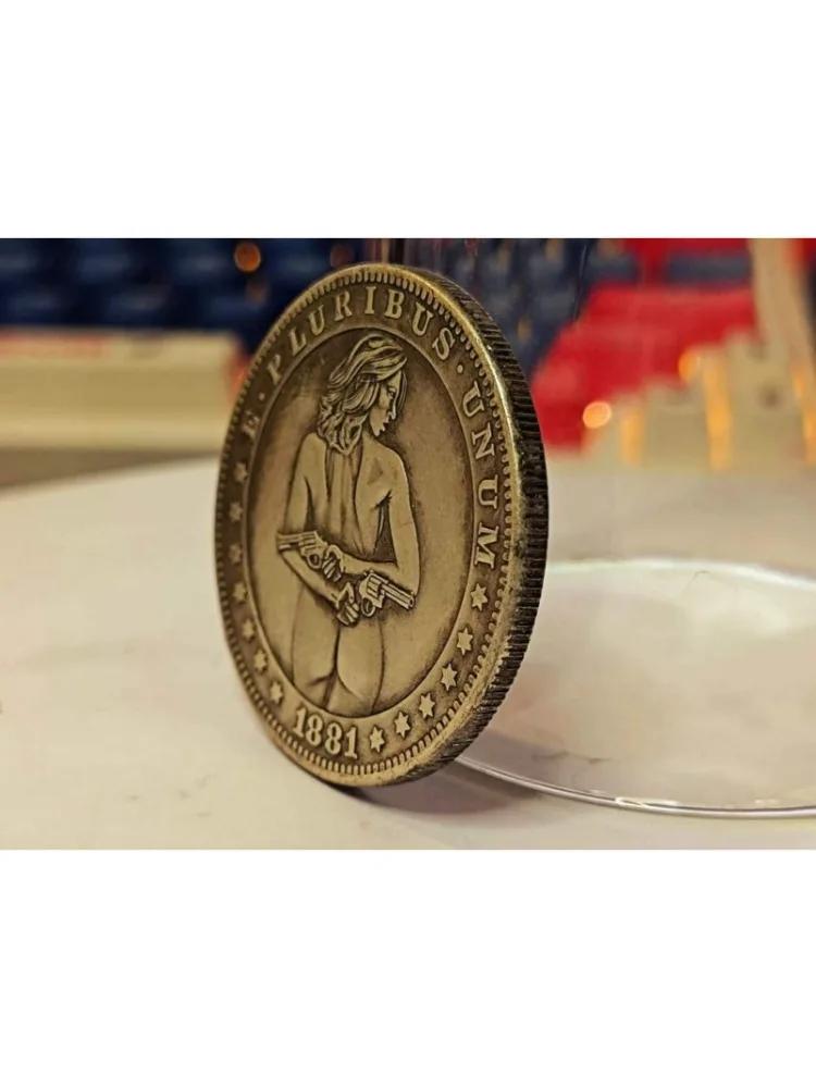 Deep Relief 1881 American Beauty Flower Skull Coin Silver Dollar Micro Seal Collection