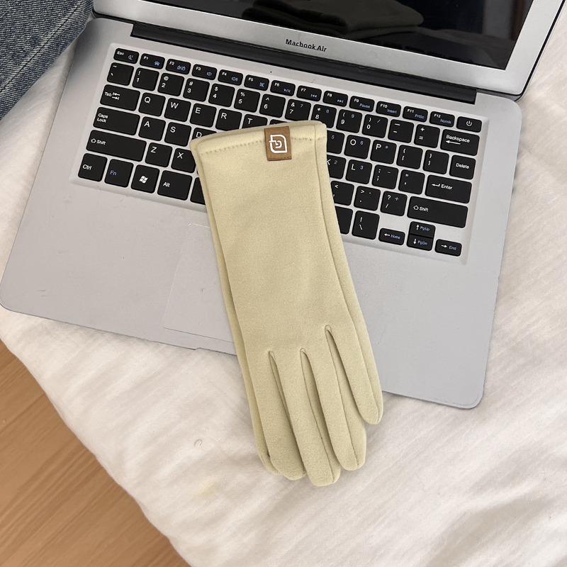 

Перчатки зимние женские новые для езды, вождения, ветрозащитные, флисовые, утолщенные, теплые, ветронепродуваемые, от холода, пятипалые, трендовые One size светло-желтого