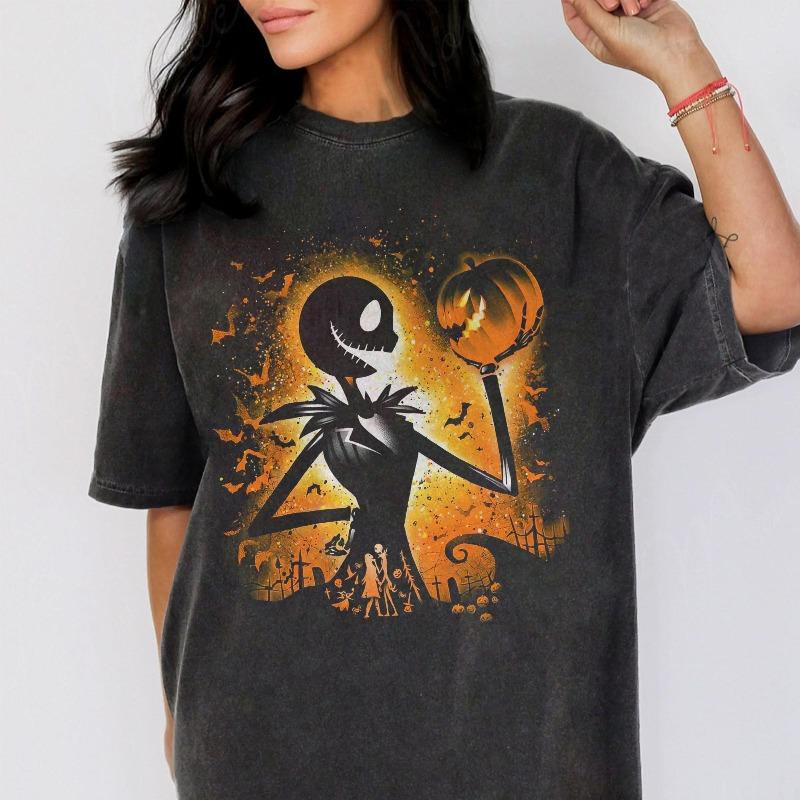 Retro Christmas Nightmare Jack Skellington Portrait Shirt Four Seasons Unisex Pure Cotton Casual Fashion Tshirt