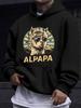 American/European Style Unisex Autumn/Winter Printed Hoodie Long-Sleeve Sweatshirt, "ALPAPA" Fashion Glasses Alpaca Print Hoodie Sweatshirt, Fun and Q