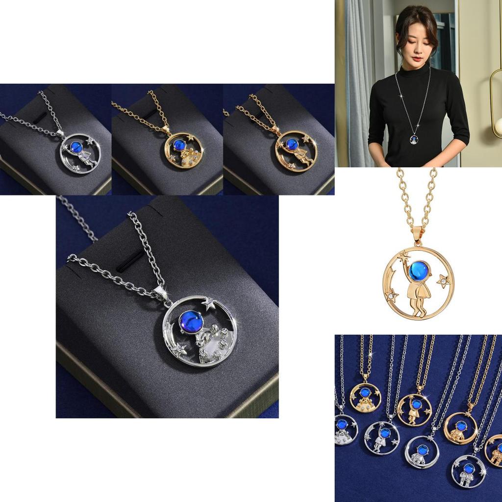 Unique Astronaut Pendant Necklace For Couples Featuring Stylish Titanium Steel Design And Versatile Length Options