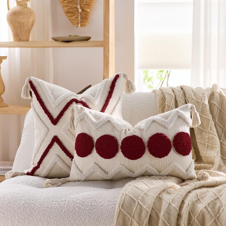 Weiche Chenille-Tufting-Kissenbezüge Boho Bauernhaus Kissenhülle mit Quasten für Haus Wohnzimmer Bett Sofa Dekor