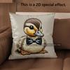 2D Cute Bow-Tied Duck Pillow Covers For Home Pattern Cushion Cover Suitable For Sofa Bedroom Car Pillow Cover