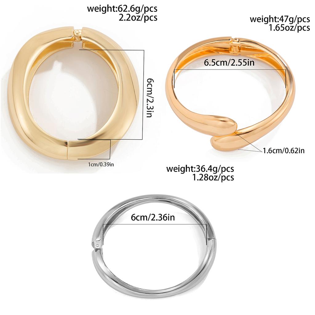 Ingemark 4 Styles Punk Smooth Water Drop Spring Bangles for Women Vintage Gold Color Geometric Bracelets Party Men Jewelry Gift
