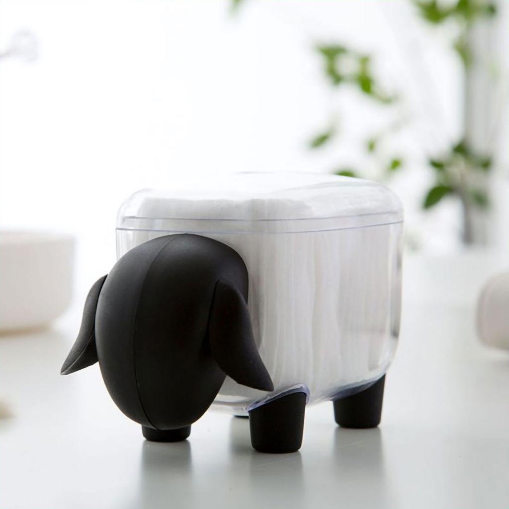 Cute Cartoon Stationery Cotton Swab Makeup Cotton Storage Box Holder (White Sheep)