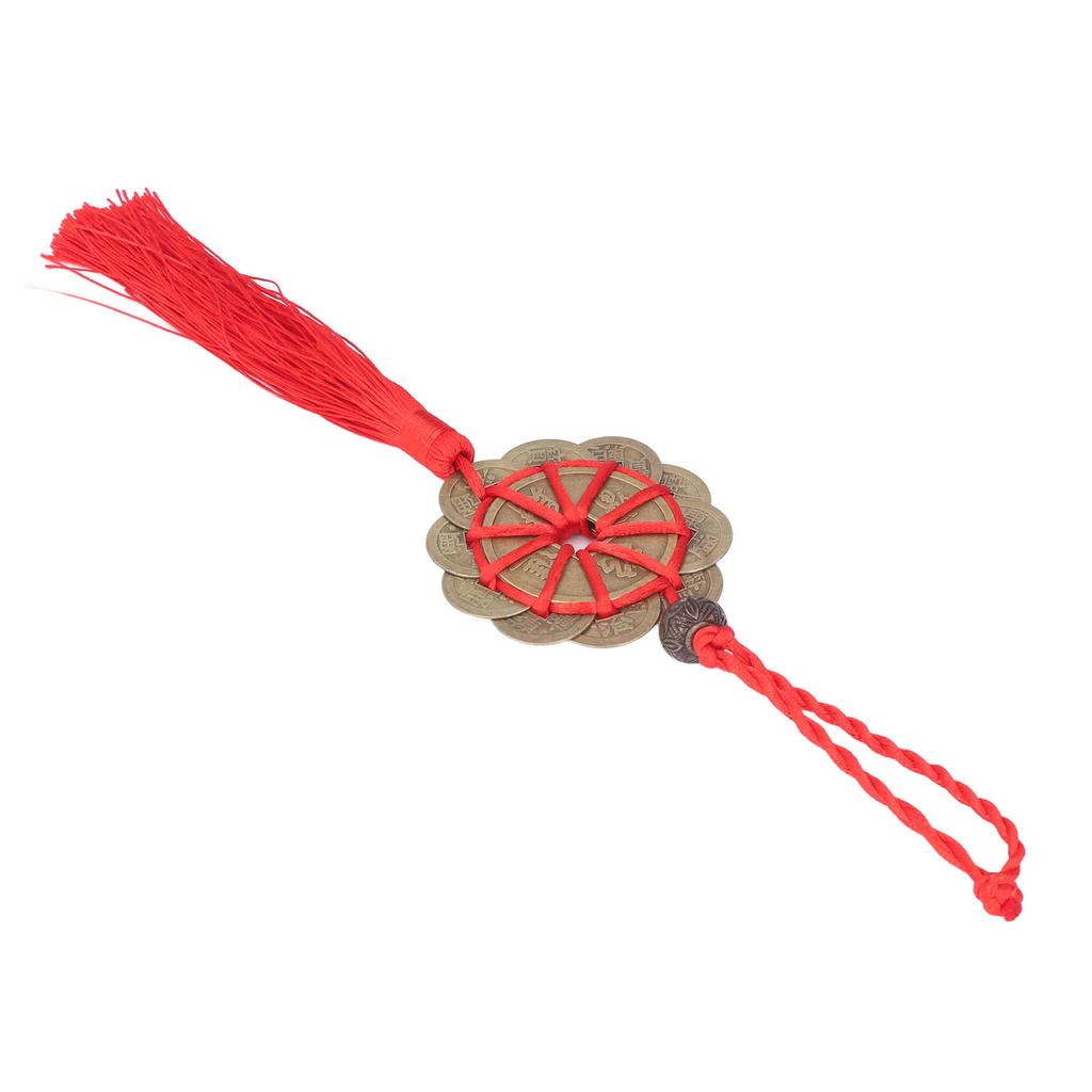 Chinese Feng Shui Fortune Money with Red String Hanging Ornament for Chinese New Yr Decoration
