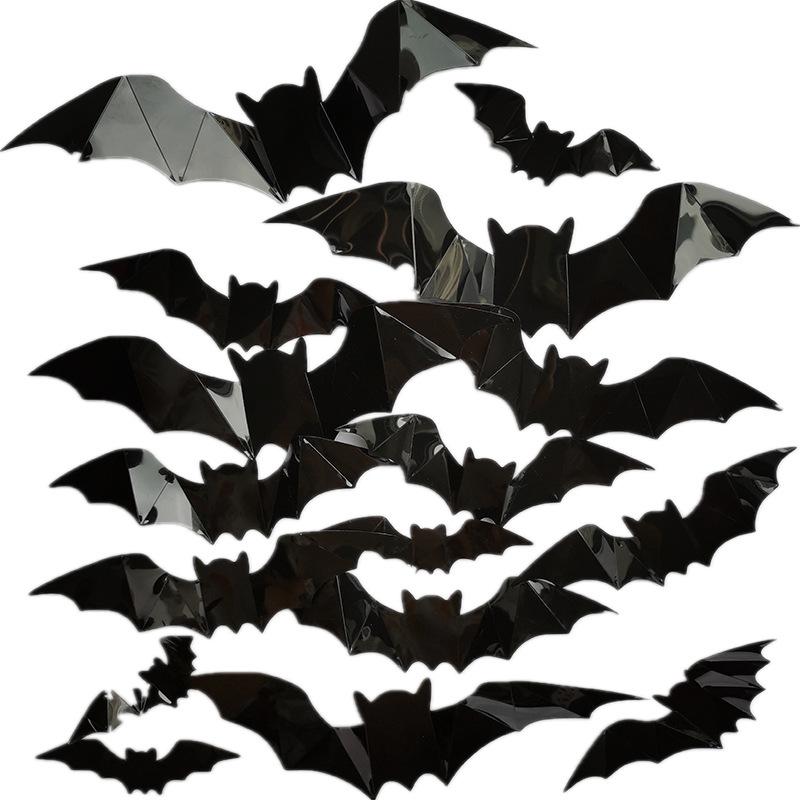 Decorazioni da Parete di Halloween Ragno Nero 3D & Pipistrello Fantasma - Adesivi Impermeabili