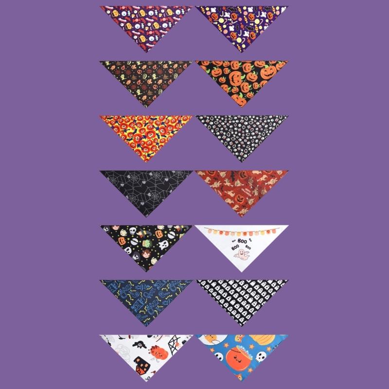 4lots Halloweens Triangular Scarf Permeable Pet Neckerchief Dog Triangles Bib for Dogs Regulable Neck