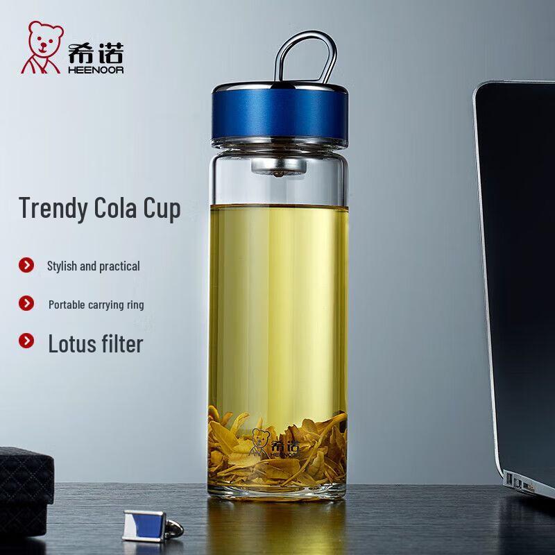 Heenoor Portable Borosilicate Glass Water Bottle