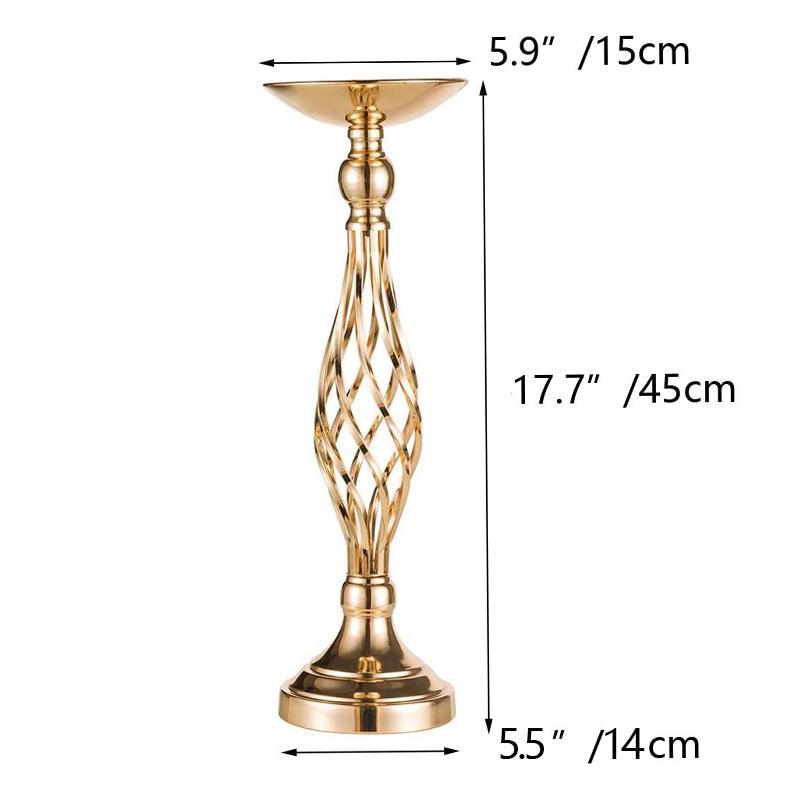 Golden Wrought Iron Vase and Candlestick Wedding Décor