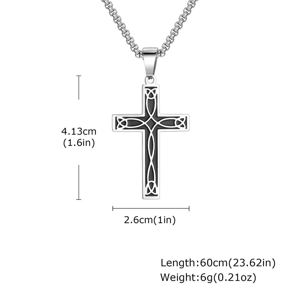 Stylish Men's Cross Necklace,Stainless Steel Silver Color Cross Pendant Necklace,Christian Religious Faith Easter Jewelry Gift