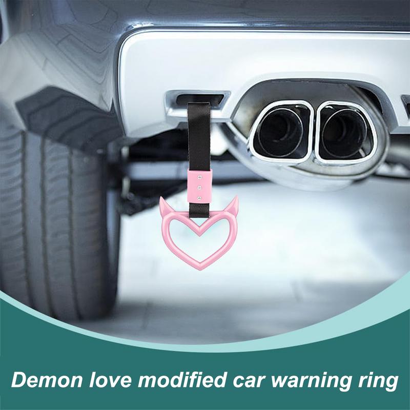 Rear Bumper Warning Ring Ring Devil Heart-Shaped Car Hand Strap Creative Unique Easy To Install Rear Bumper Warning Ring For Car