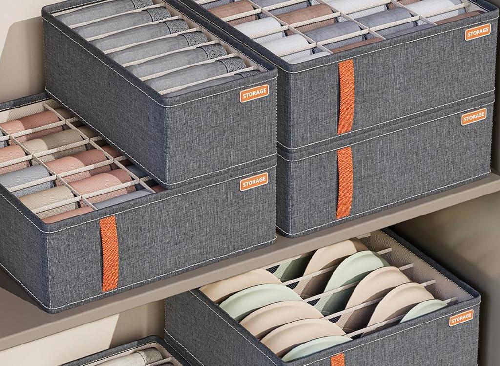 Foldable Underwear Storage Box Divided Organizer with Compartments for Closet