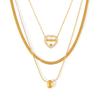 Delicate Collarbone Chain Heart-Shaped Hollow Inlaid Zircon Letter Pendant Necklace Stainless Steel Stackable For Girlfriend